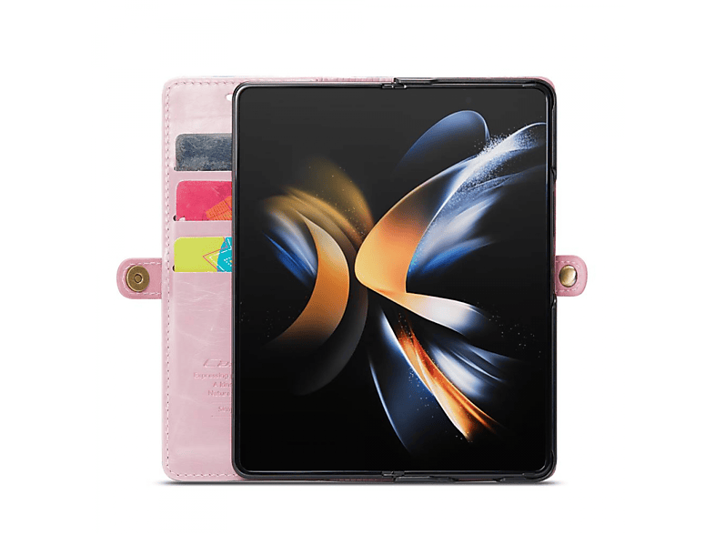 CASEONLINE Leder, Bookcover, Samsung, Z Fold Galaxy 4, Hell-Pink