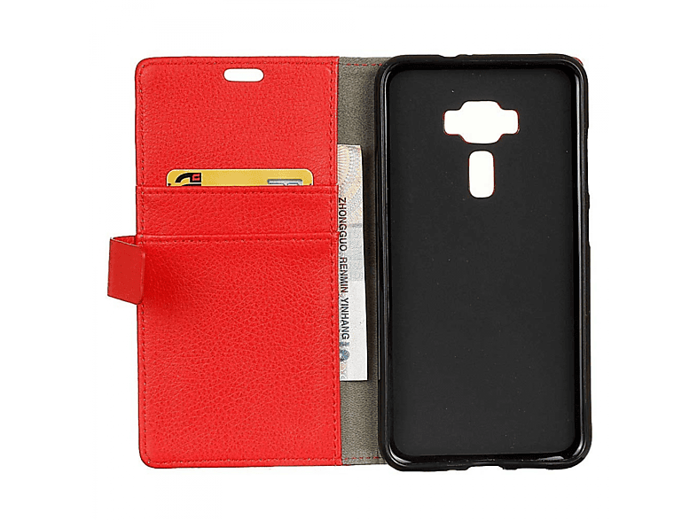 CASEONLINE Klappbare, Bookcover, Asus, Zenfone 3 Rot Deluxe