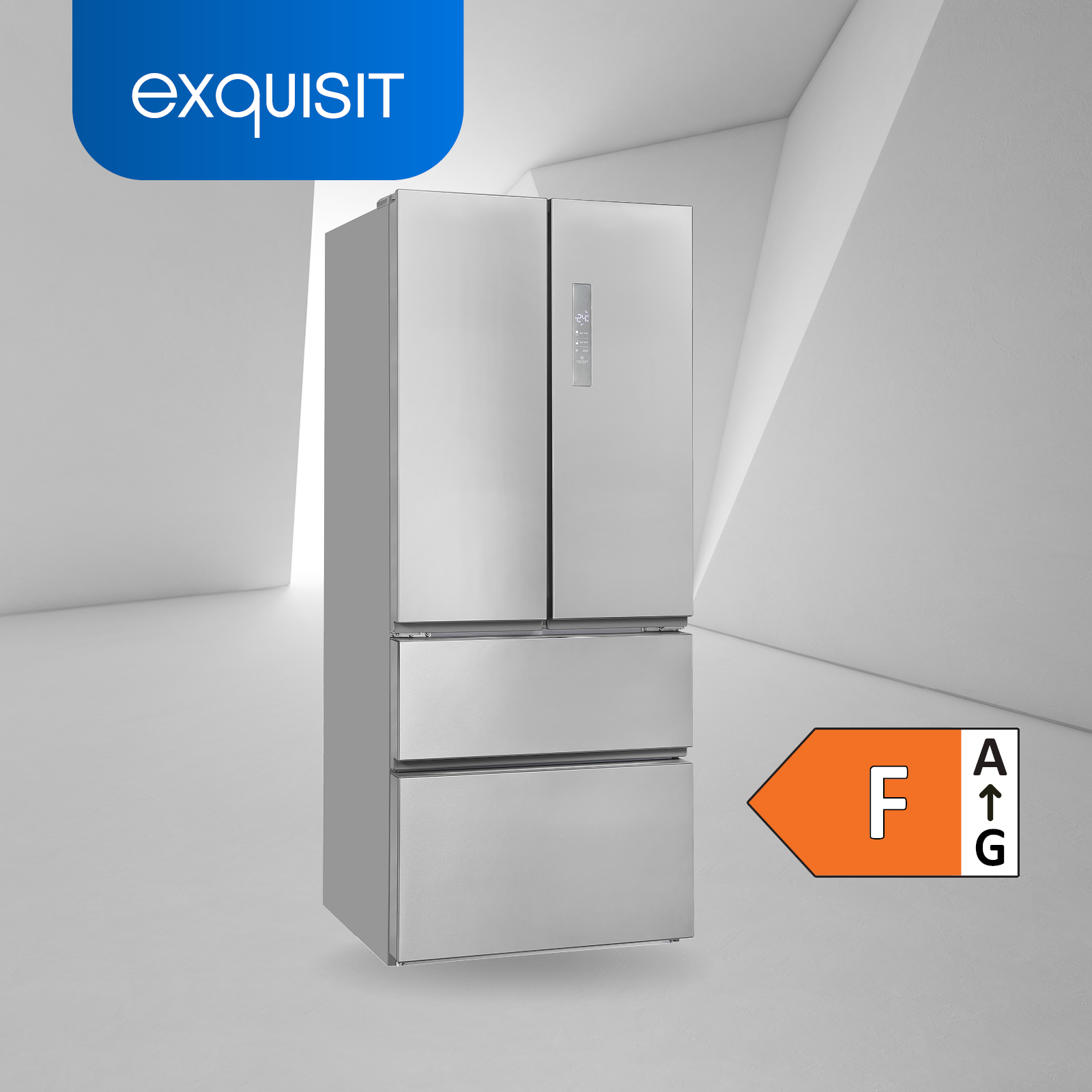 EXQUISIT FD430-140-030F inoxlook Kühlgefrierkombination F, hoch, kWh/Jahr, Edelstahloptik) (281,08 1810 mm