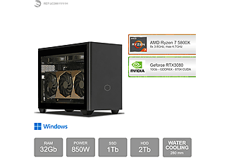 SEDATECH AMD Ryzen 7 5800X mit Wasserkühlung, Windows 11 Home DE, Gaming PC , 32 GB RAM , 1000 GB  SSD , 2000 GB  HDD , Geforce RTX3080 , 10 GB 
