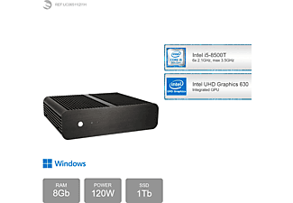 SEDATECH Intel i5-8500T, passiv gekühlt,, Windows 11 Home DE, PC-desktop , 8 GB RAM , 1000 GB  SSD   , Intel UHD Graphics 630  