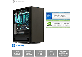 SEDATECH Intel i7-12700KF mit Wasserkühlung, Windows 11 Home DE, PC-desktop , 64 GB RAM , 1000 GB  SSD , 2000 GB  HDD , Geforce RTX3080 , 10 GB 