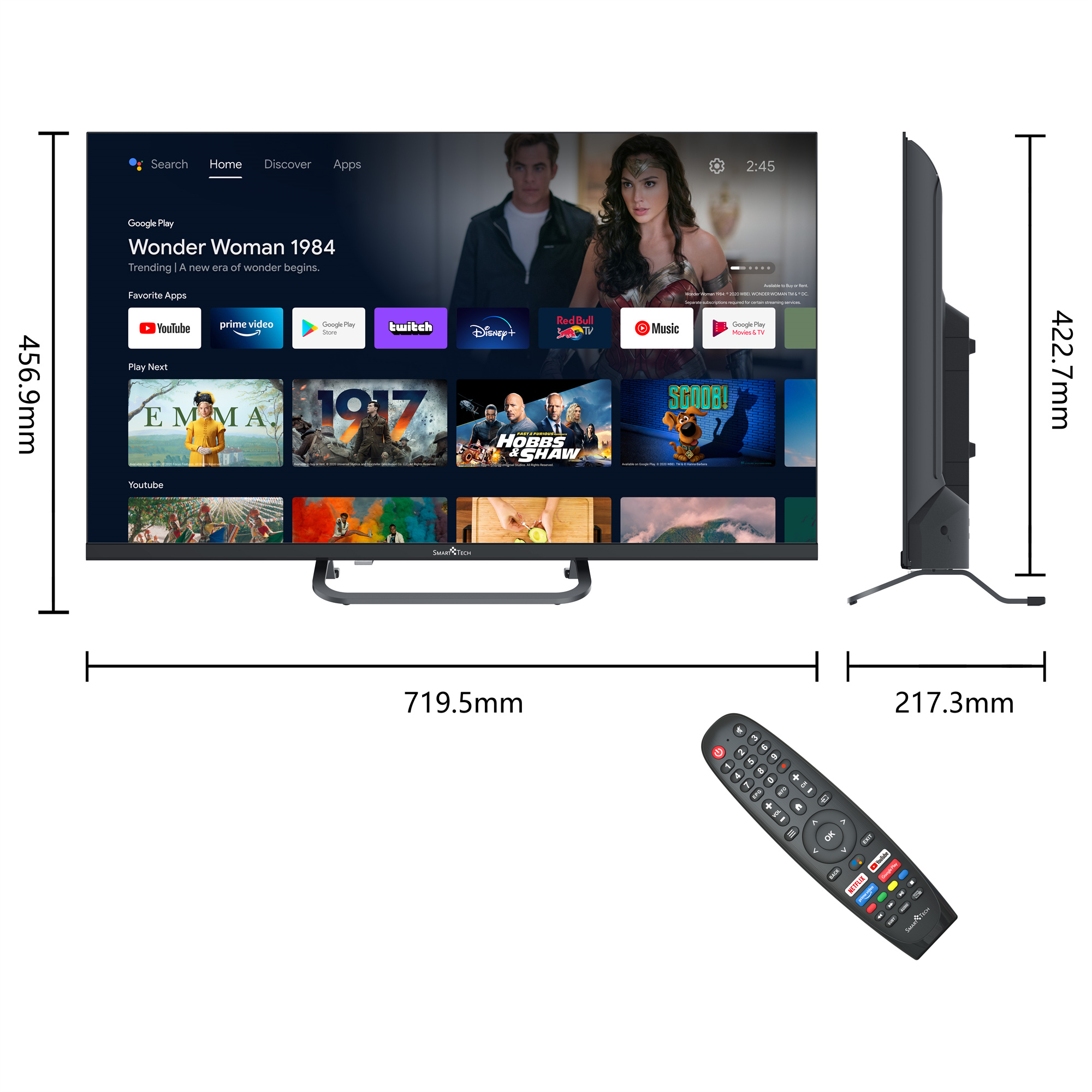 SMART Zoll 32HA20V3 (Flat, TV, android Zoll cm, 11.0) / TV HD, 32 32 TECH 80 Smart SMART LED TV