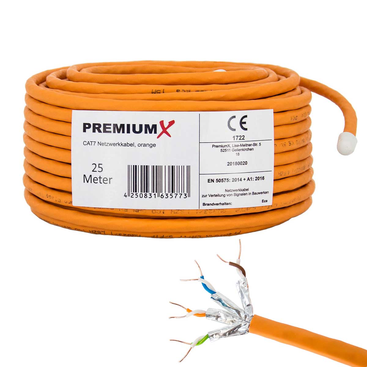 Kabel 7 Ethernet PREMIUMX 25 CAT LAN Netzwerkkabel Netzwerkkabel, 25m m Datenkabel, Simplex