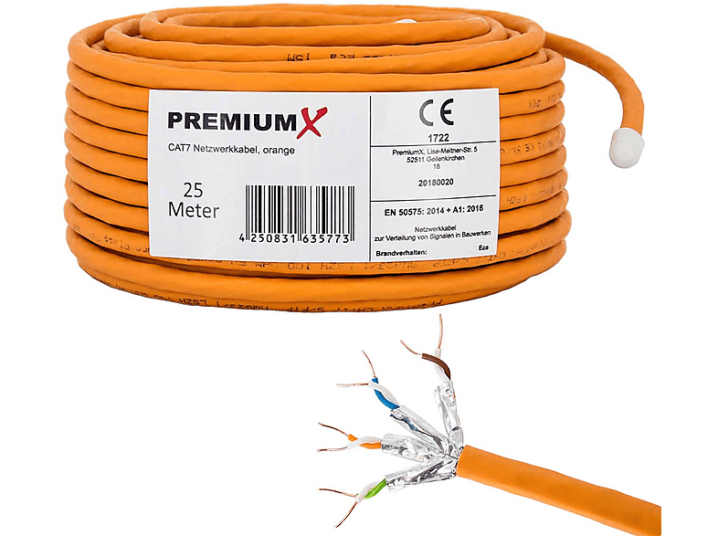 7 Datenkabel, Simplex Netzwerkkabel, LAN Kabel 25m m CAT PREMIUMX Netzwerkkabel 25 Ethernet