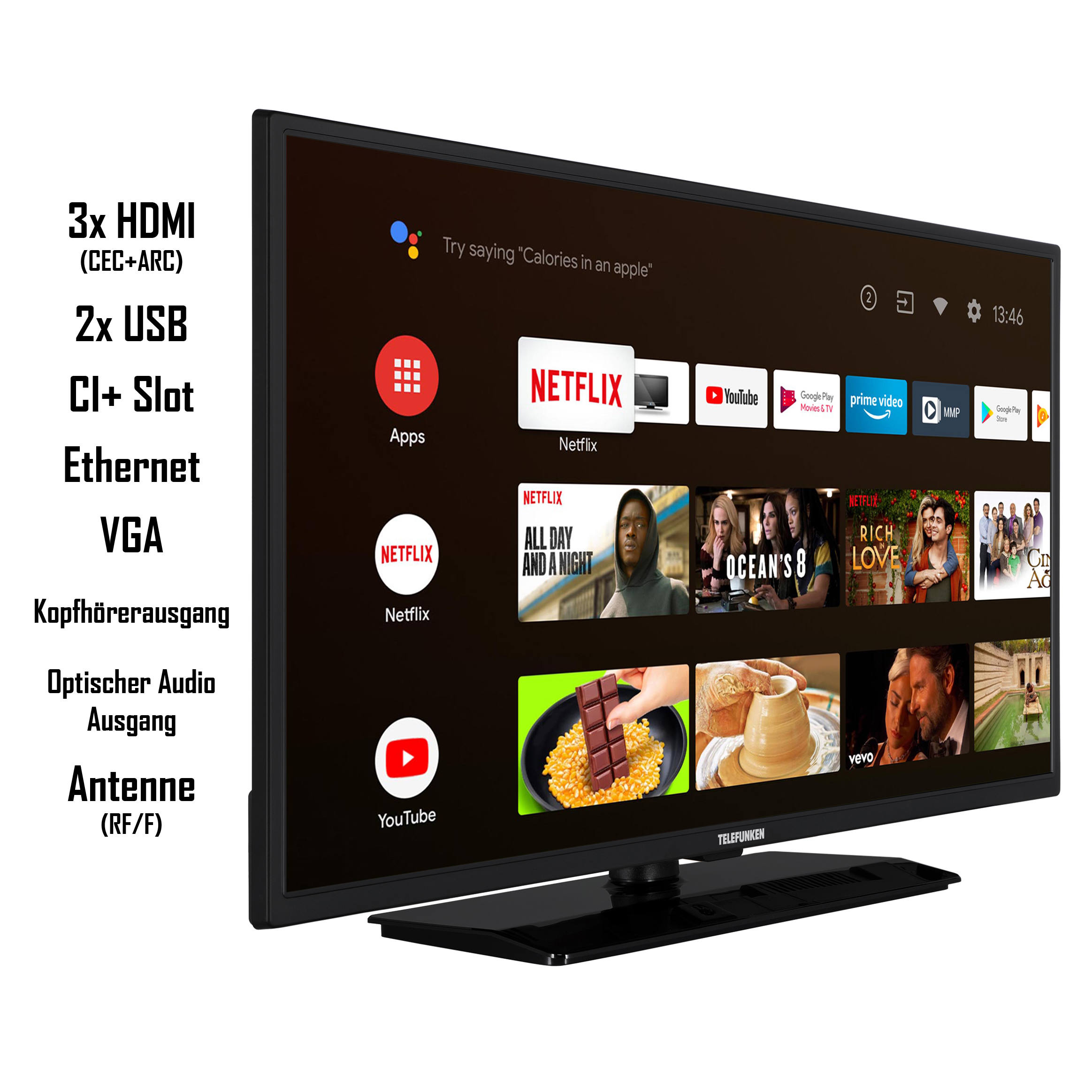 (Flat, TELEFUNKEN HD-ready, LED D32H554X2CWI TV) SMART 32 / 80 TV Zoll cm,