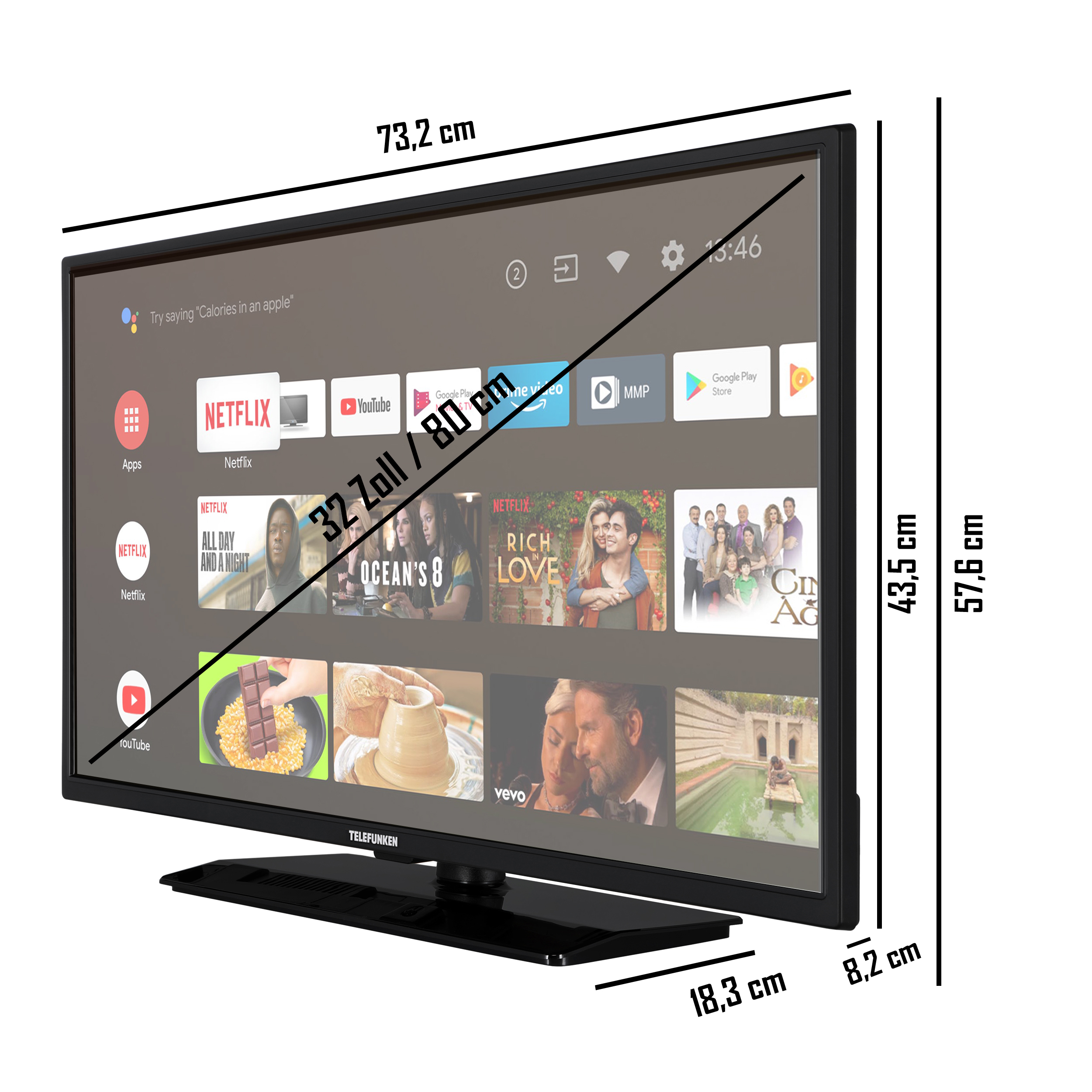 TELEFUNKEN D32H554X2CWI LED TV cm, HD-ready, 32 / Zoll SMART (Flat, 80 TV)