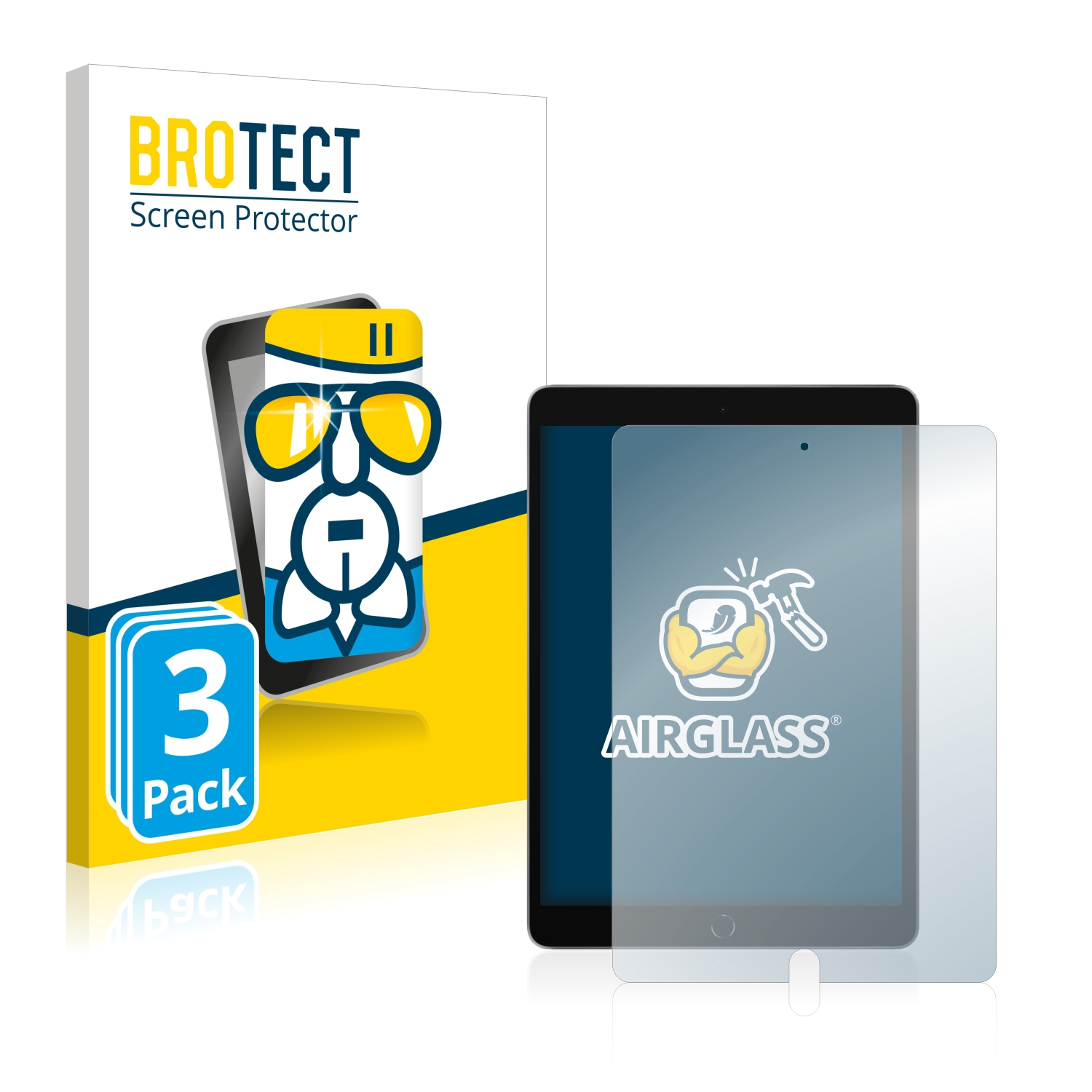 BROTECT 3x Airglass klare Schutzfolie(für WiFi Gen.)) Cellular 2021 iPad Apple (9. 10.2
