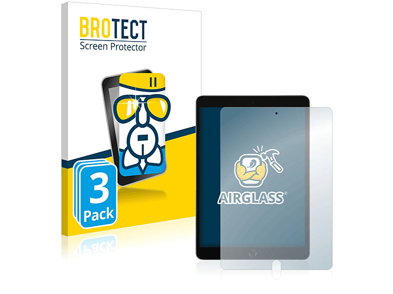 BROTECT 3x Cellular iPad Schutzfolie(für 2021 WiFi klare Gen.)) Airglass (9. Apple 10.2