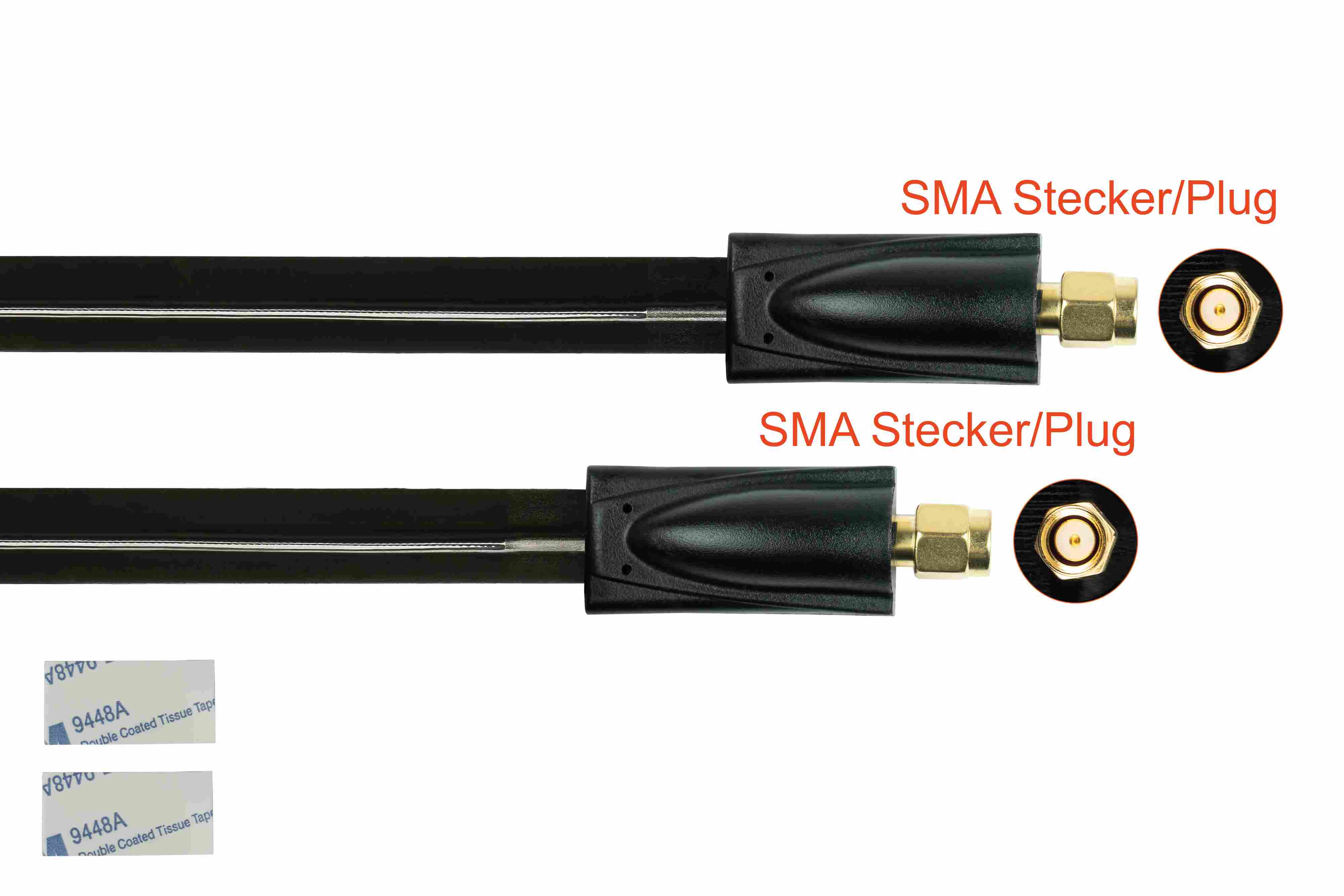 KABELMEISTER SMA HF schwarz, Fensterdurchführung, SMA Koaxial 0,2 an Stecker m Stecker