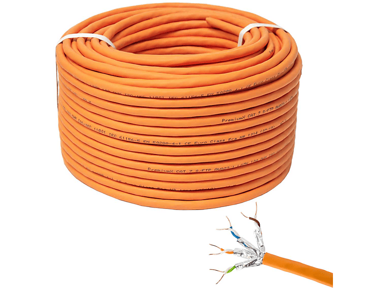 PREMIUMX 100m CAT 7 Netzwerkkabel Simplex LAN Kabel Ethernet Datenkabel ...