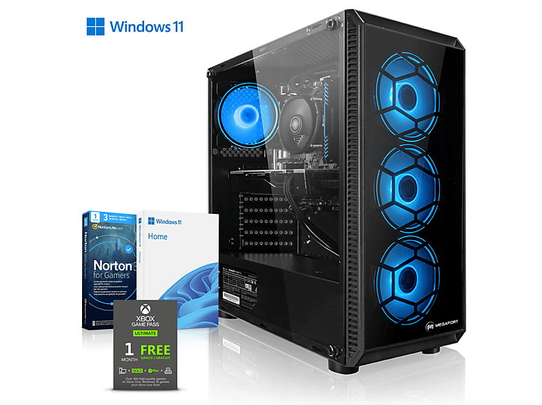 Windows Gaming (64 RAM, MediaMarkt MEGAPORT 32 PC | 0 HDD, GB RX Radeon™ 11 Bit), GB Home 8 PC Ryzen™ 5 GB Ryzen AMD AMD 5600, GB 1000 SSD, 5 Gaming 7600, Prozessor,