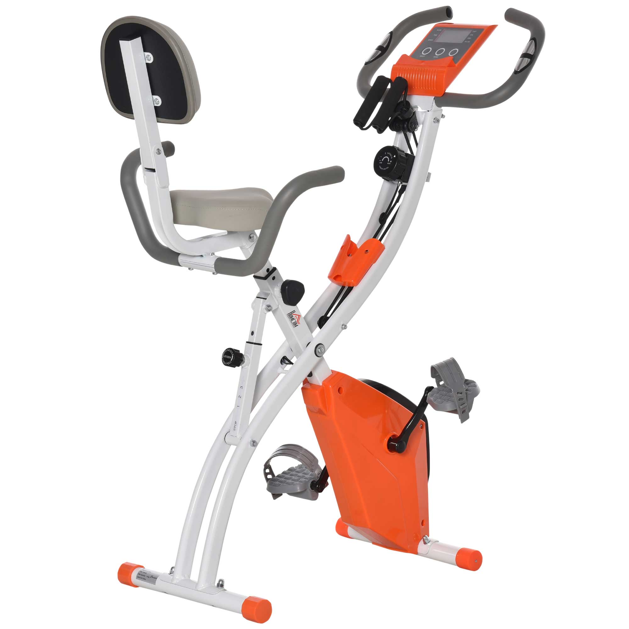 Bicicleta Estática - HOMCOM plegable, acero, pantalla LCD, respaldo, 97x51x115 cm