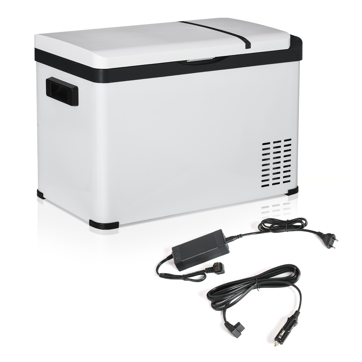 Nevera portátil - 30l, CC 12V/24V, CA 110-240V, -22º, pantalla táctil, asas OUTSUNNY, Blanco