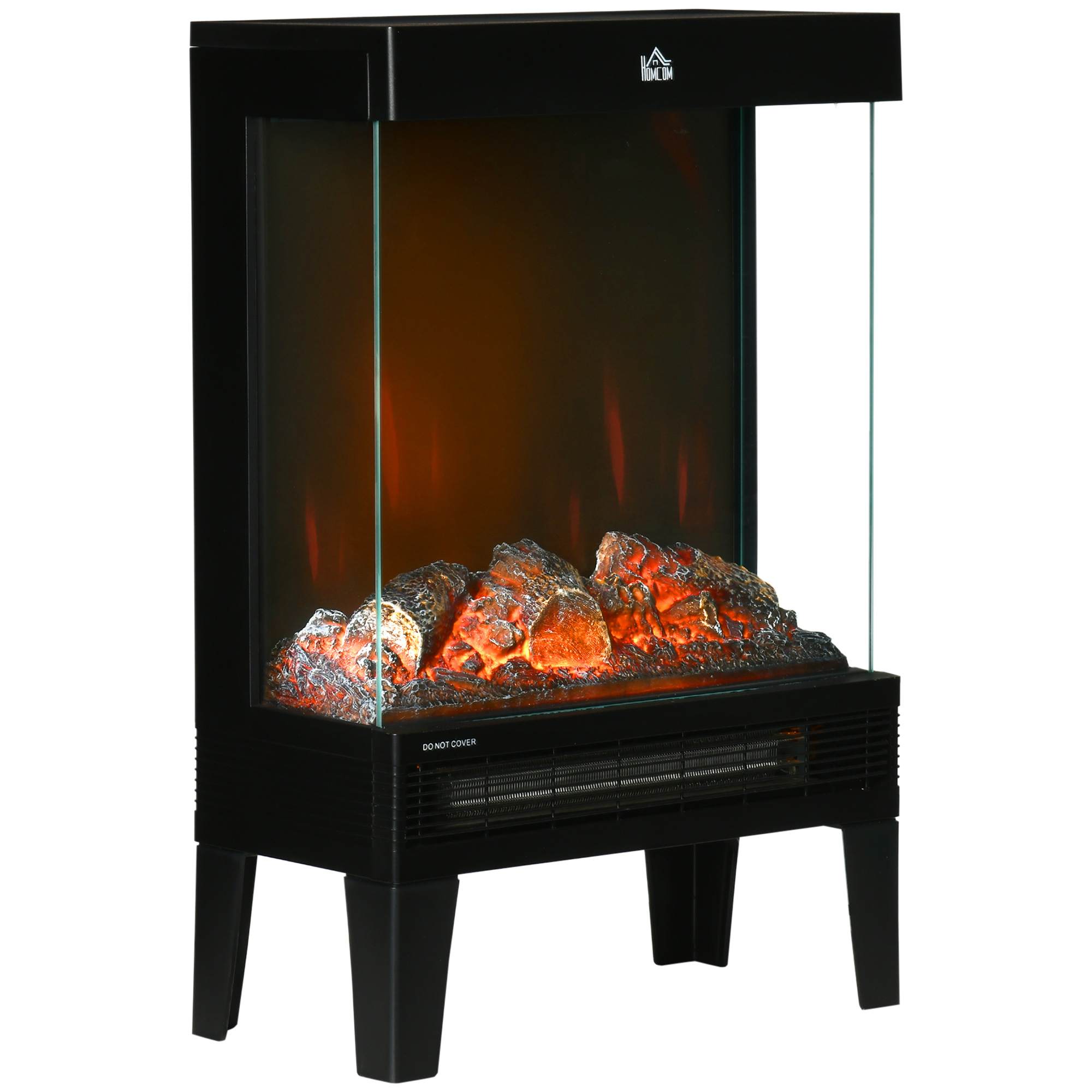 Convector - llama LED, termostato HOMCOM, Negro