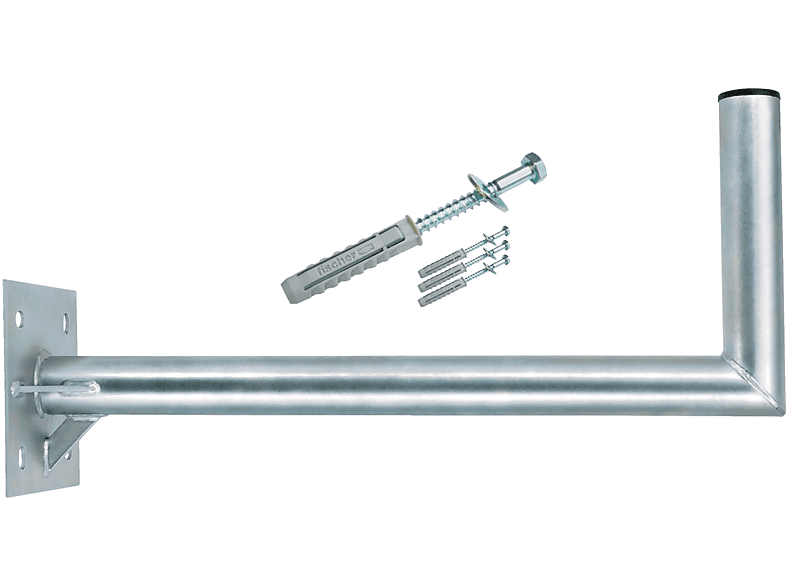 PREMIUMX 60cm Wandhalterung Silber Antenne Fischer SAT-Wandhalterung, Stahl Wandhalter Schraubensatz 1x SAT verzinkt