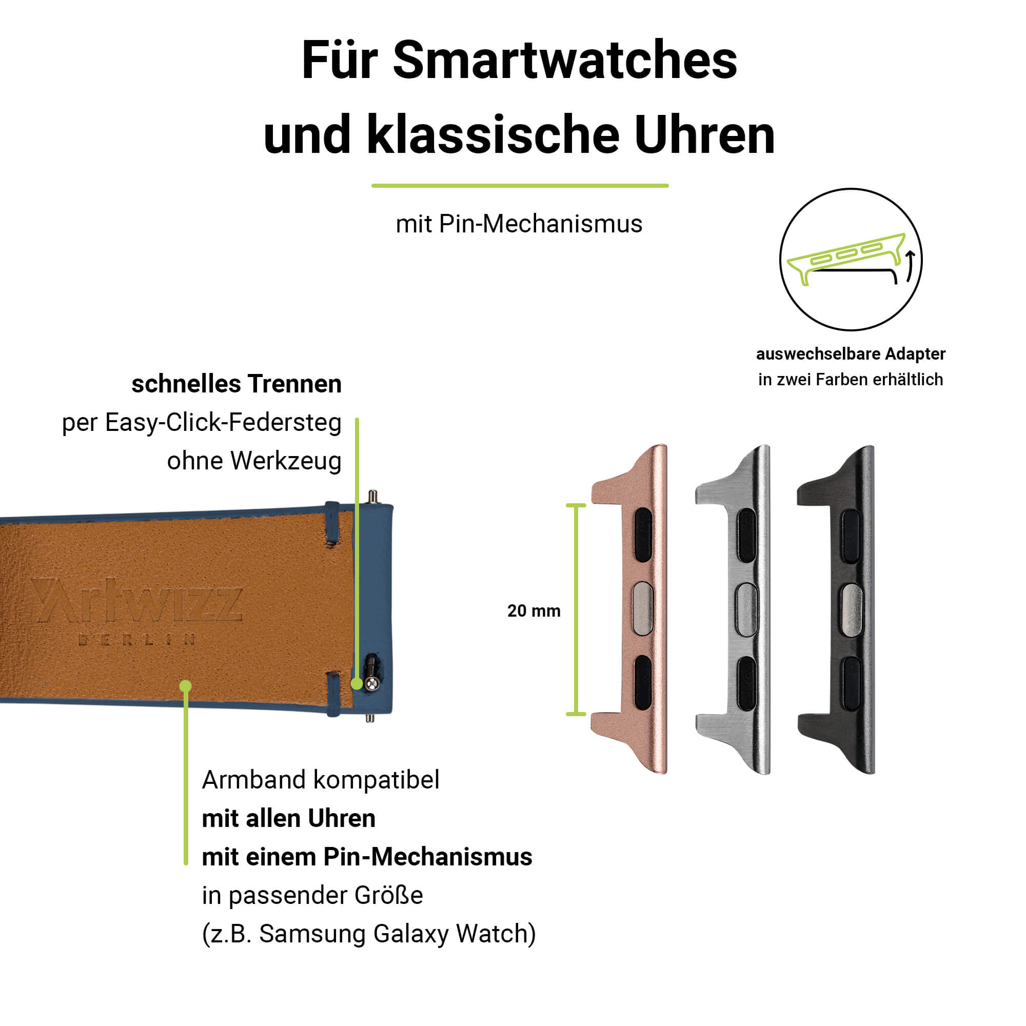 SE Apple Leather, Blau & Series Smartband, (41mm), Watch 3-1 WatchBand 6-4 9-7 (38mm), (40mm), Apple, ARTWIZZ