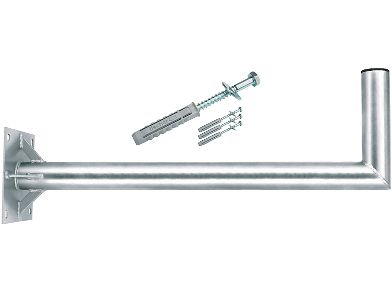 Ø Schraubensatz PREMIUMX mit 80cm inkl. Stahl 60mm Verstrebung SAT-Wandhalterung, Silber Wandhalter
