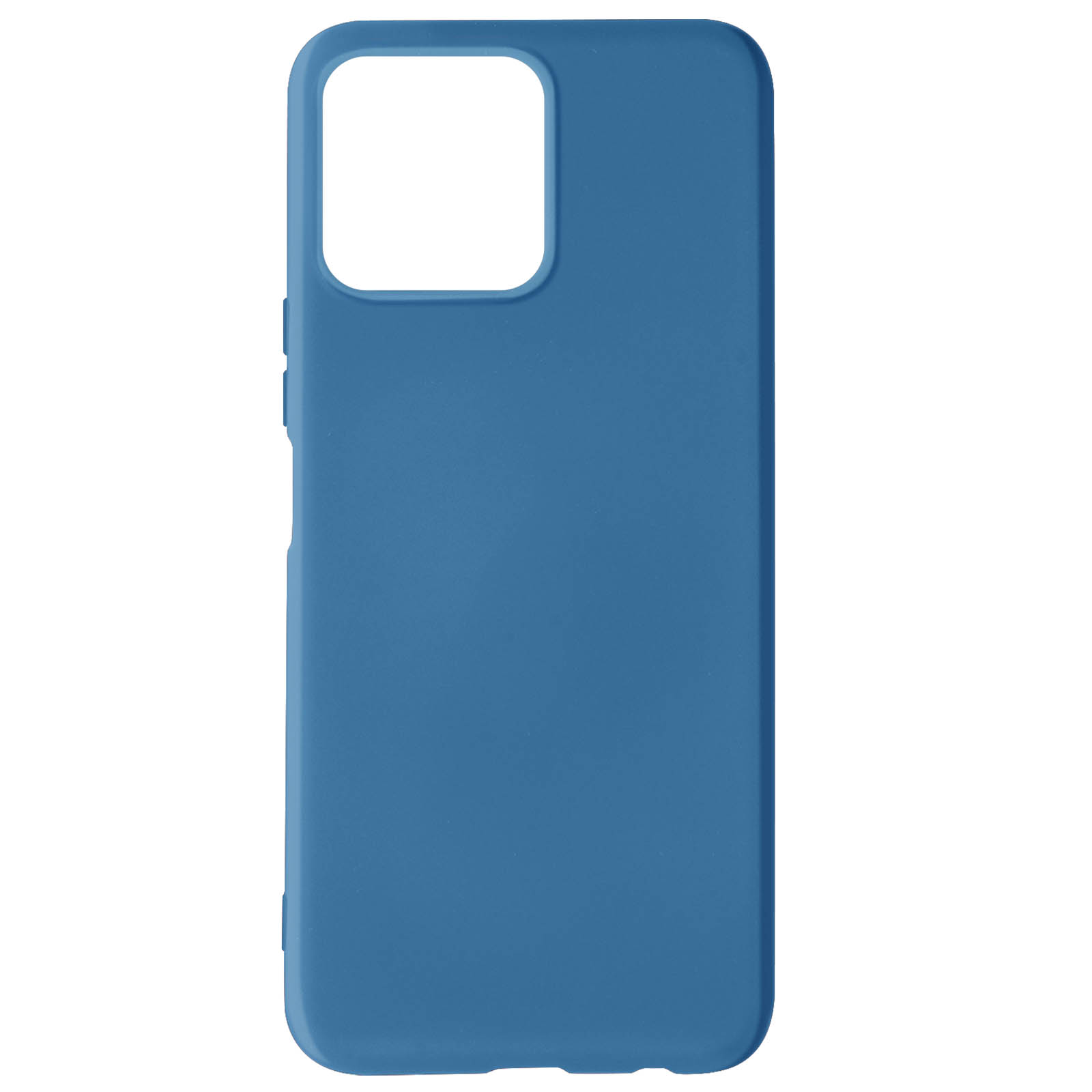 Custodia blu per telefono con ritaglio per la fotocamera.