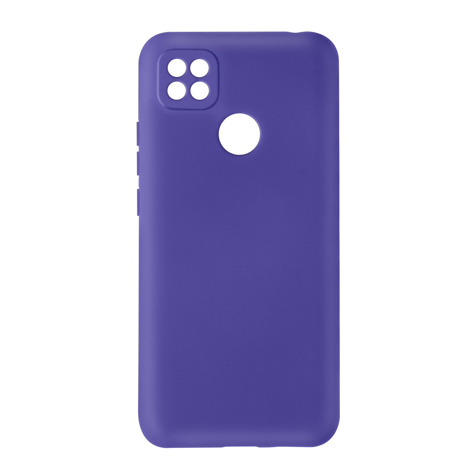 Coque de téléphone violette avec des découpes pour la caméra et les boutons à l'arrière.