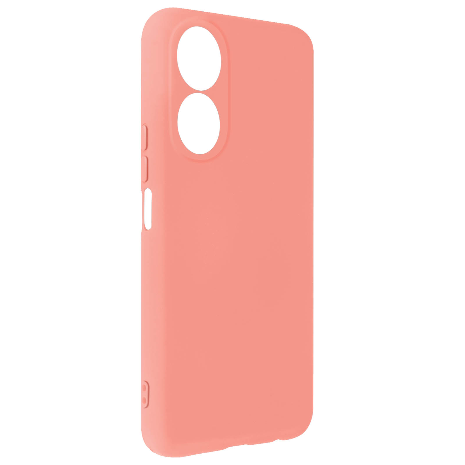 Custodia per telefono rosa. Ha una superficie liscia ed è progettata per un telefono.