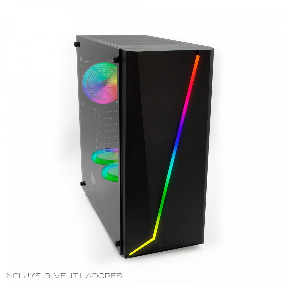 Yeyian Caja Pc gaming armageddon 2200 micro axt luces rgb doble anillo led 3 ventiladores controlador de luz filtro chasis yga68809