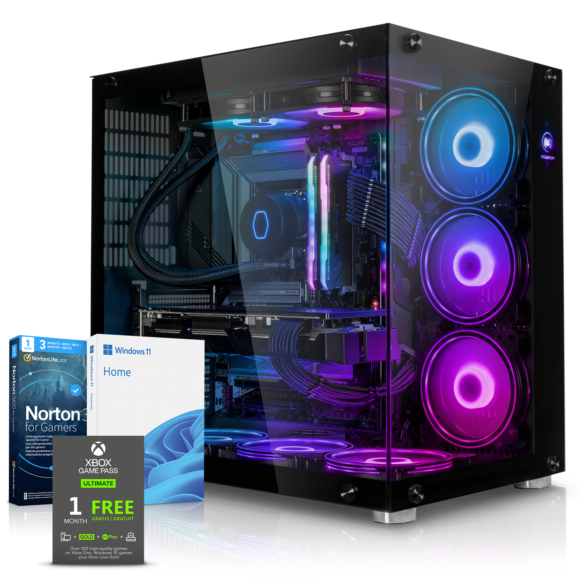 MEGAPORT High End Ti, Windows 9 NVIDIA RTX™ AMD Gaming 11 GeForce GB 1000 SSD, (64 12 GB PC 32 5900X, Matrix GB Ryzen Prozessor, Ryzen™ Bit), PC 9 Home 4070 RAM