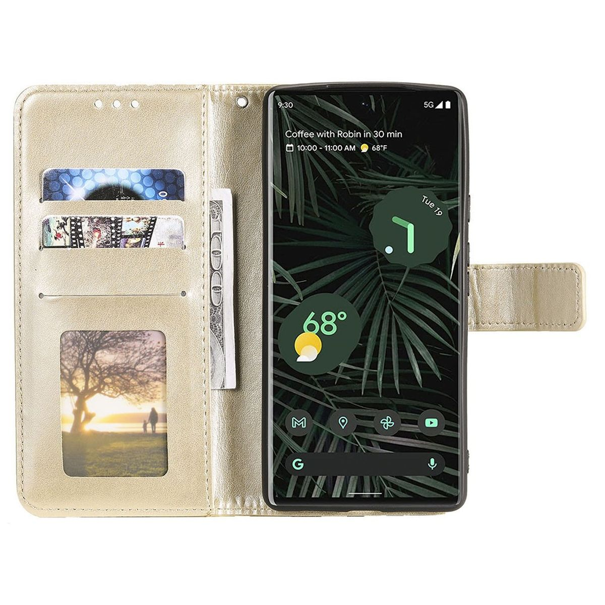 COVERKINGZ Klapphülle 7 Google, Pixel Pro, mit Muster, Bookcover, Mandala Gold