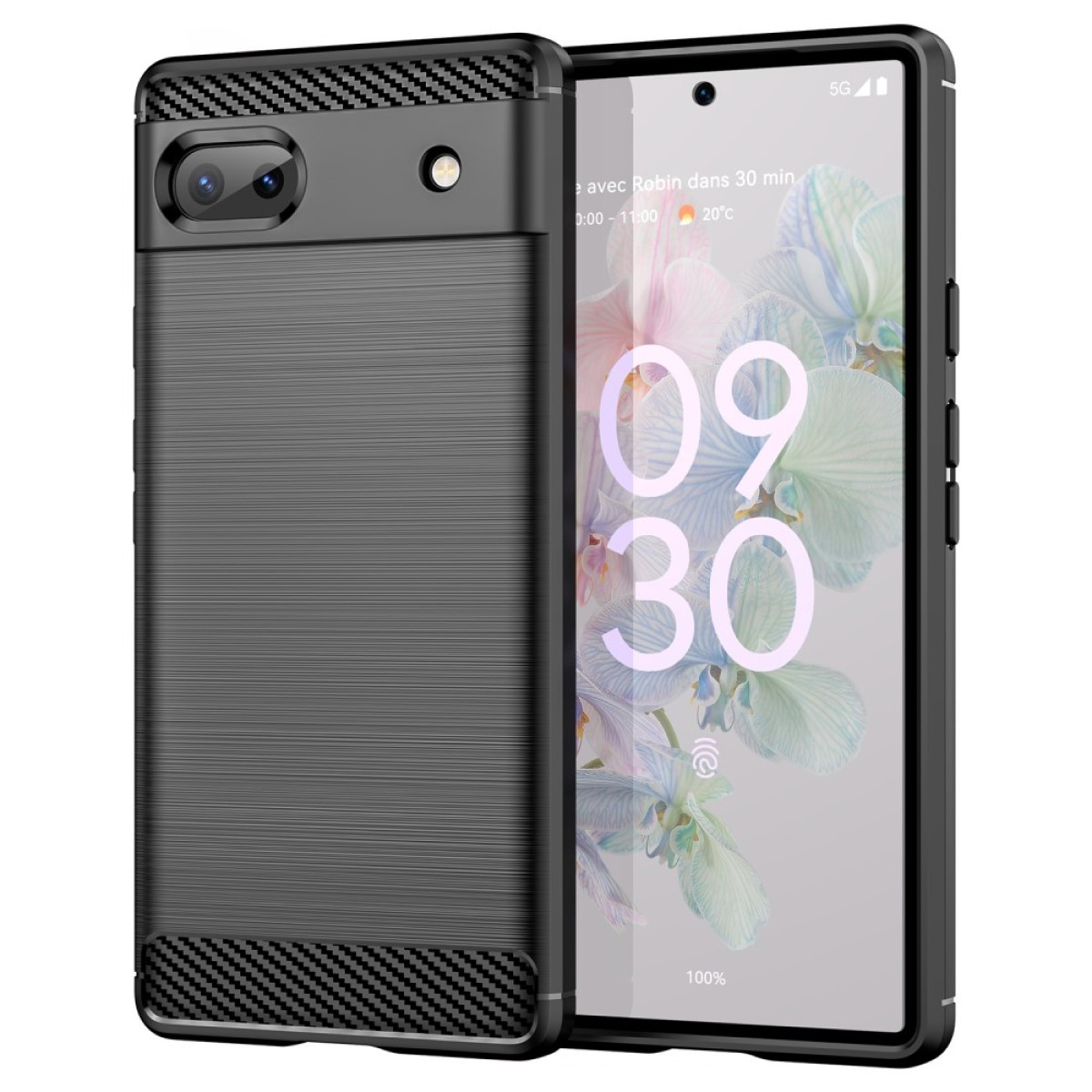 Carbon Backcover, im Schwarz 6a, Google, COVERKINGZ Handycase Look, Pixel