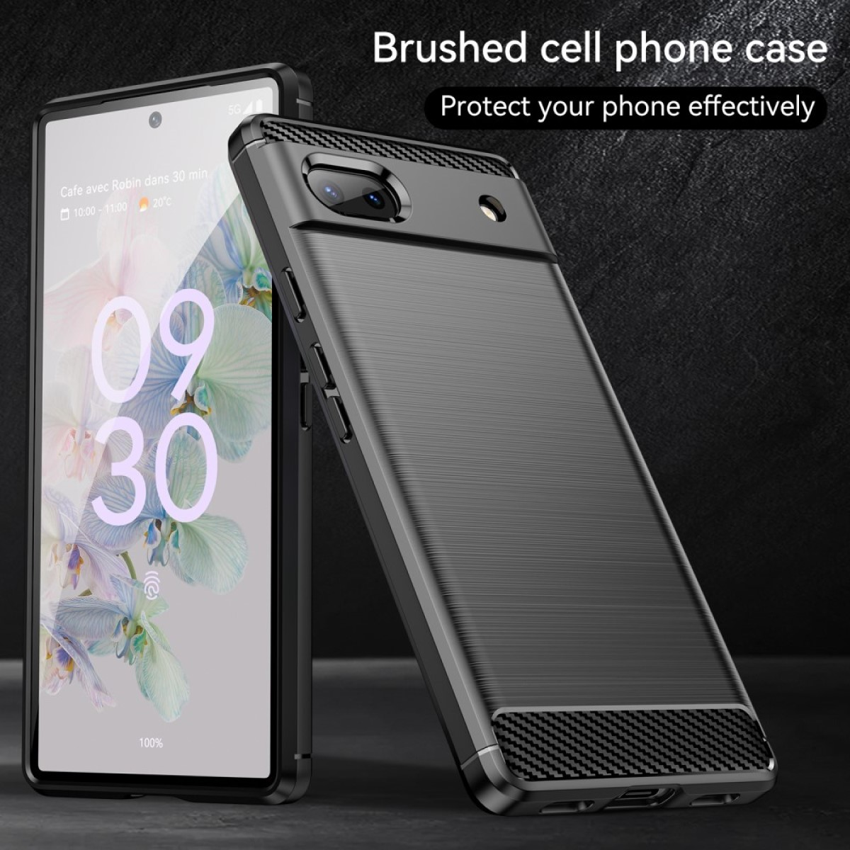 Carbon Backcover, im Schwarz 6a, Google, COVERKINGZ Handycase Look, Pixel