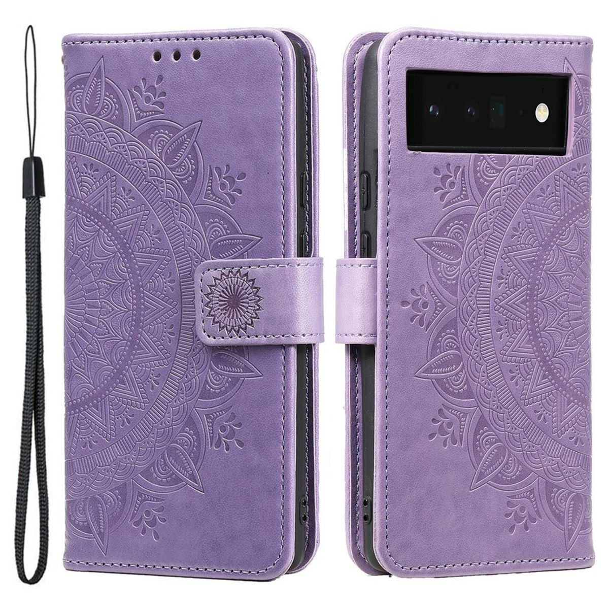 COVERKINGZ Klapphülle mit Muster, 7 Pro, Bookcover, Google, Pixel Mandala Lila