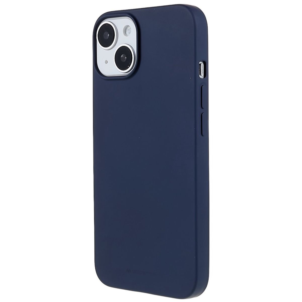 Blaue Handyhülle für ein Smartphone. Die Hülle hat Aussparungen für Kamera und Knöpfe.