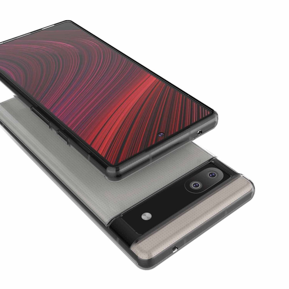 Ein Telefon in einer Hülle, das die Rückseite und den Bildschirm zeigt.