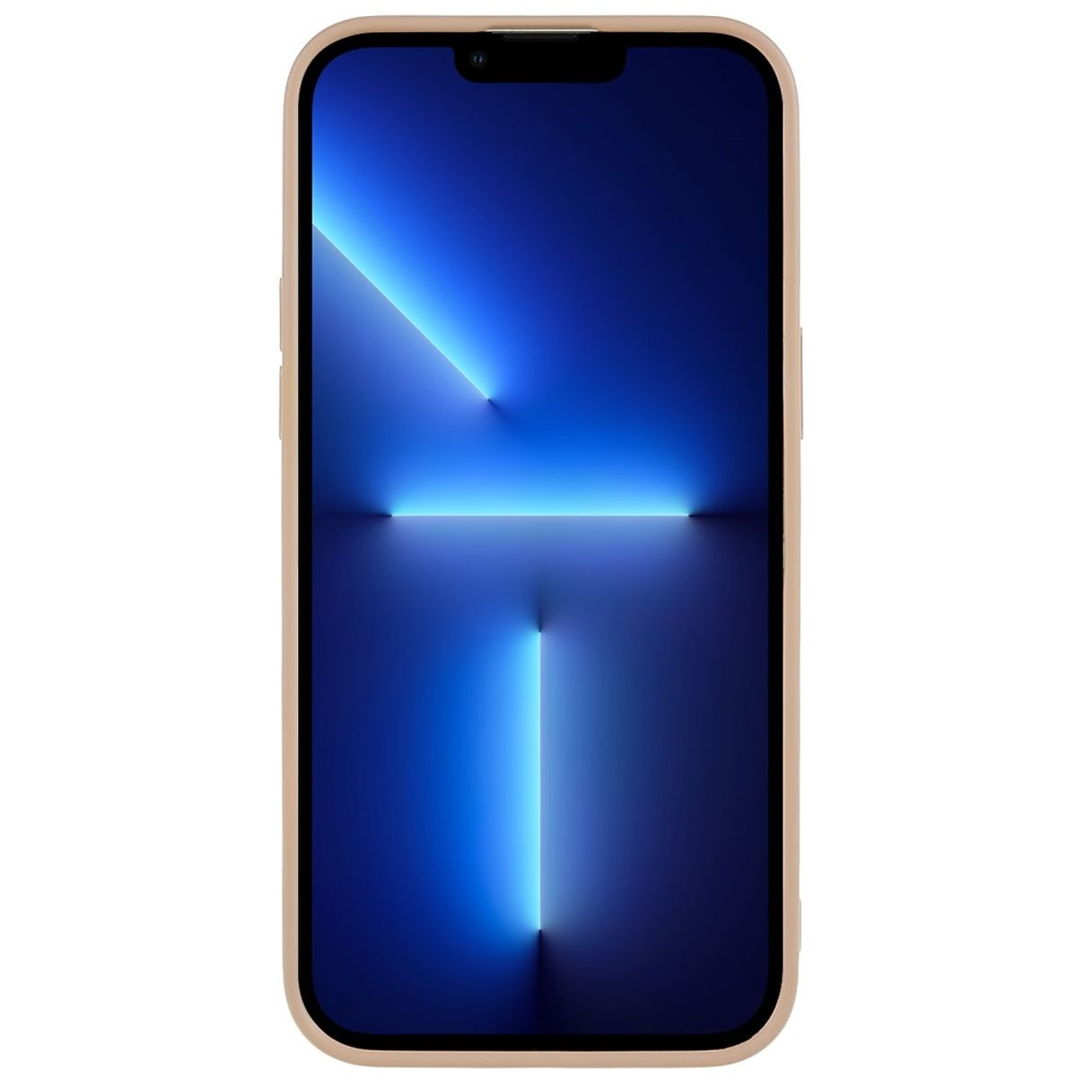 Ein goldenes iPhone, das eine blaue Lichtanzeige auf dem Bildschirm zeigt.