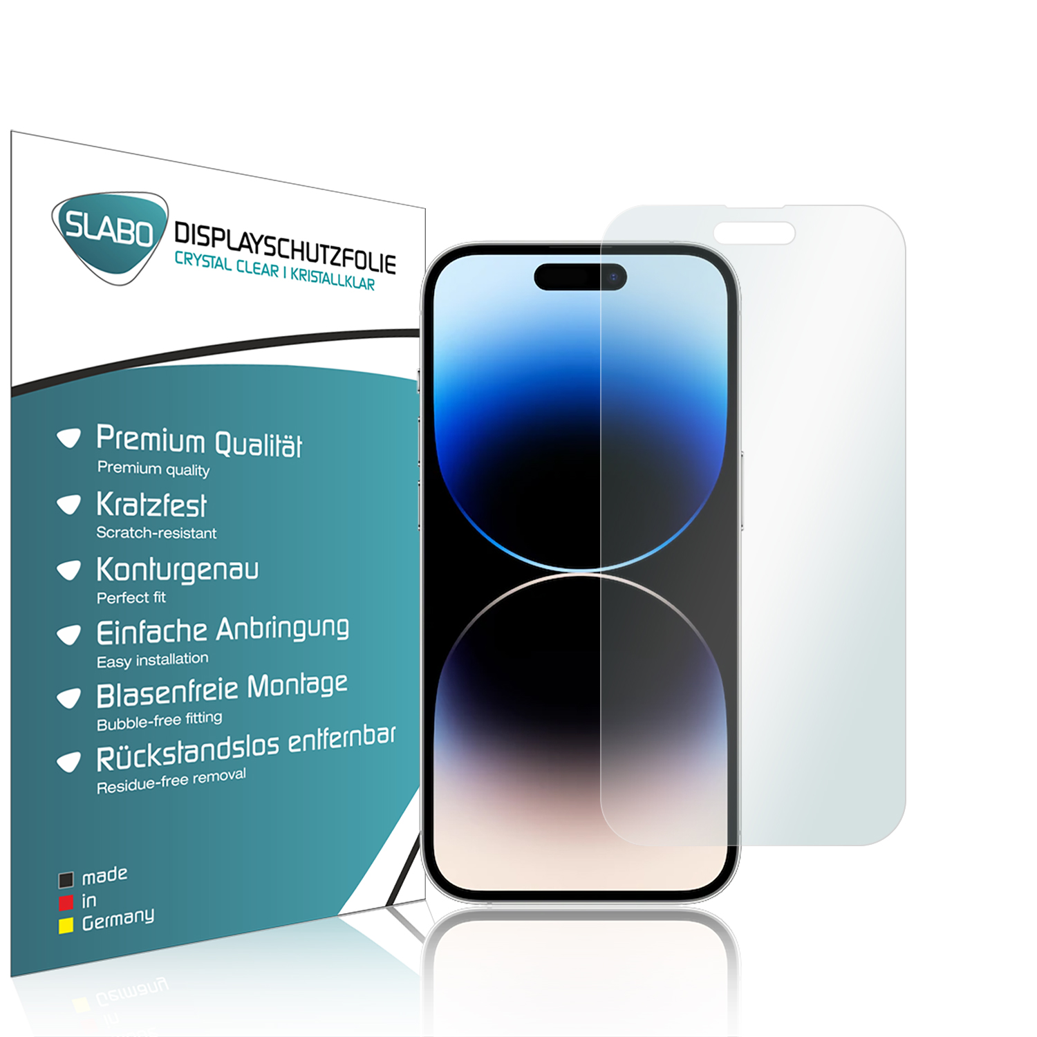 SLABO 4 x Crystal Displayschutz(für Clear 14 Apple iPhone Pro)