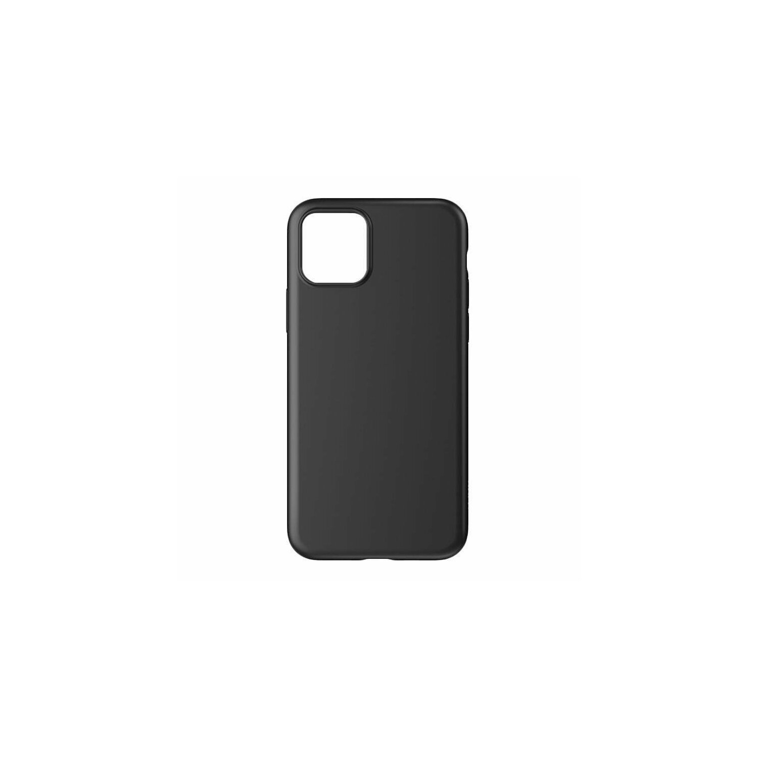 Schwarze Handyhülle auf weißem Hintergrund. Schlichtes Design, einfaches Aussehen.