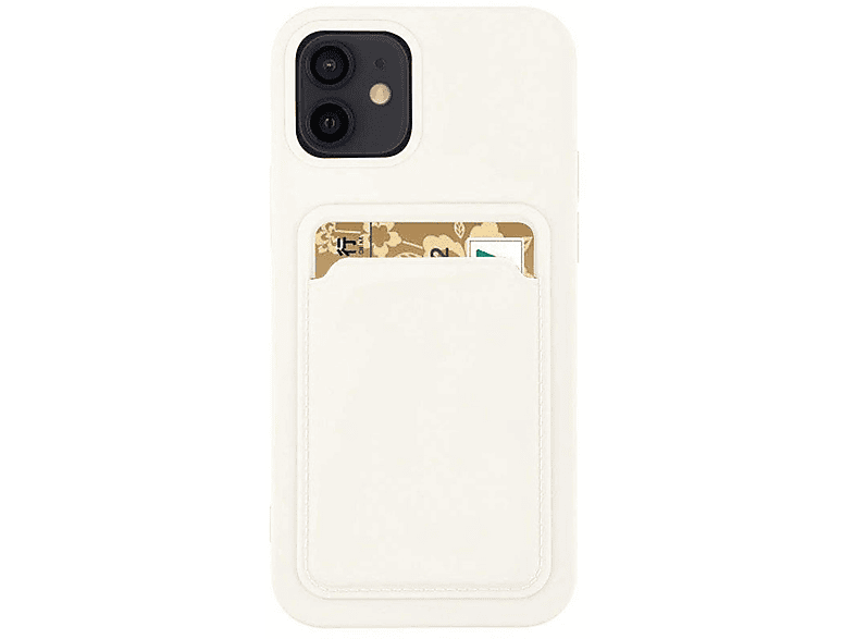 COFI Card Case Silikon Portemonnaie Handyhülle mit Kartenfach Cover Bumper kompatibel mit iPhone 14 Weiß, Backcover, Apple, iPhone 14, Weiß