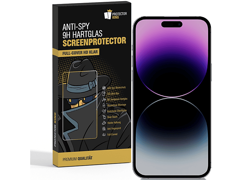 PROTECTORKING 2x FULL COVER 9H Schutzglas ANTI-SPY Privacy Displayschutzfolie(für Apple iPhone 14 Plus)