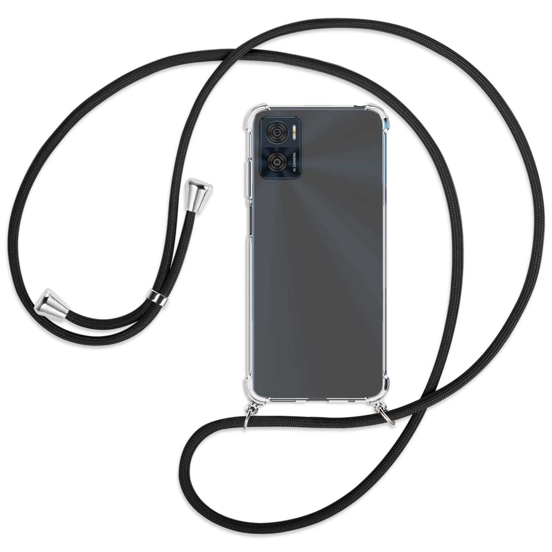 ENERGY Schwarz E22i, / MTB mit Umhänge-Hülle Moto E22, Moto Kordel, silber Motorola, Backcover, MORE