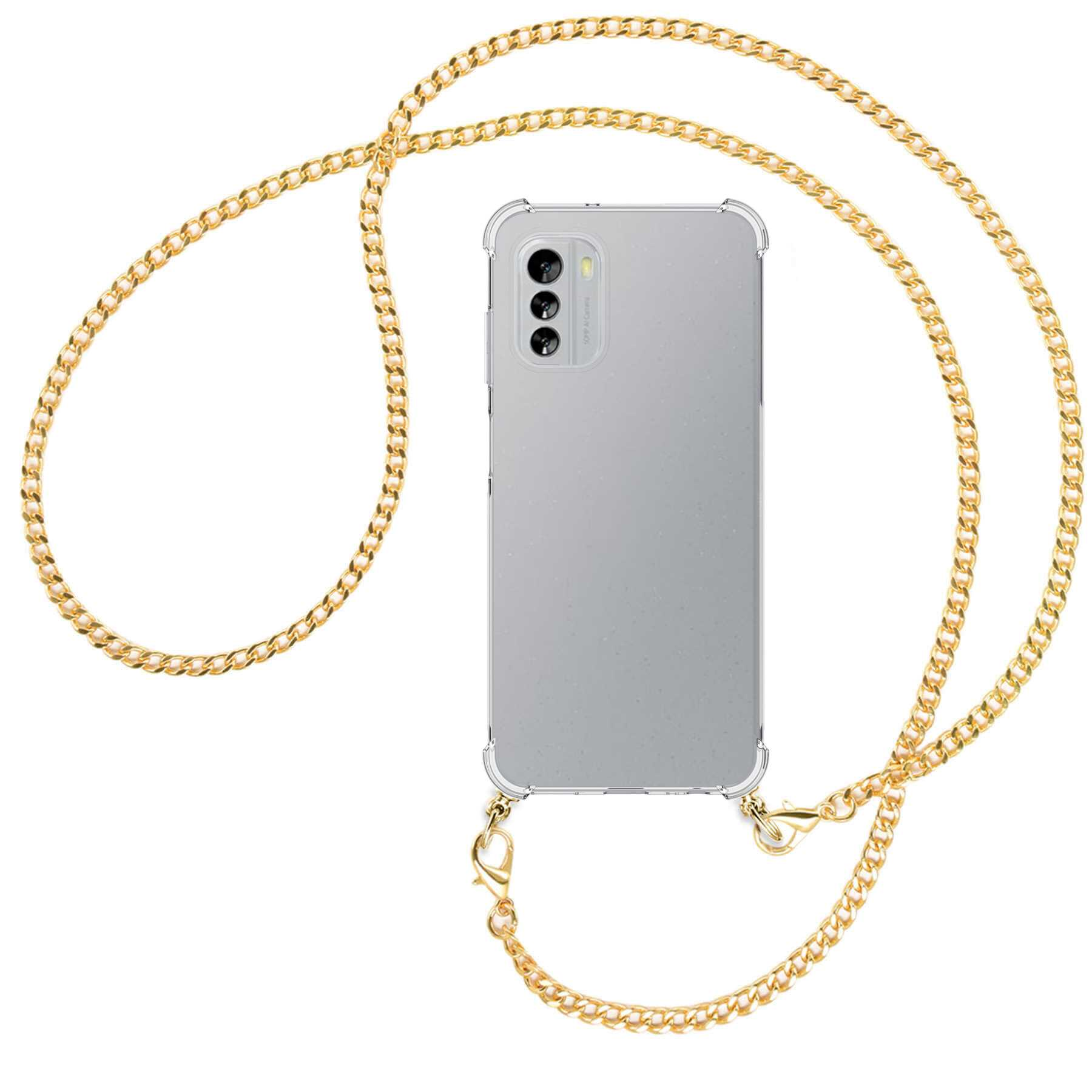 MTB MORE ENERGY Umhänge-Hülle mit Backcover, (gold) G60 Kette Metallkette, 5G, Nokia