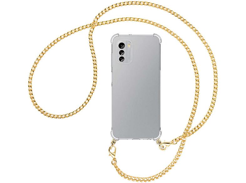 MTB MORE ENERGY Umhänge-Hülle mit Backcover, (gold) G60 Kette Metallkette, 5G, Nokia