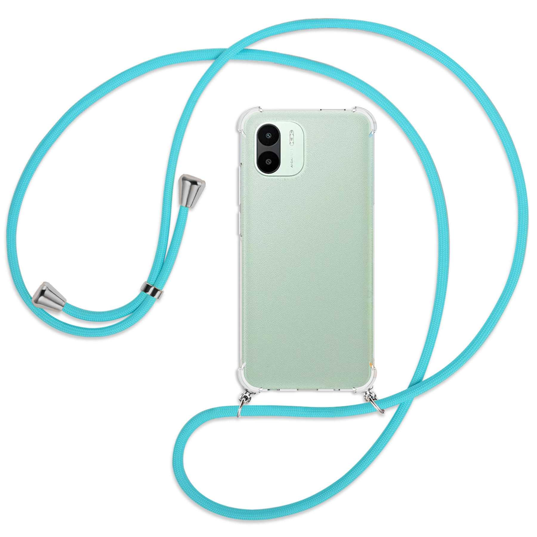 Redmi Türkis mit Backcover, MTB Xiaomi, MORE A1, / Umhänge-Hülle silber Kordel, ENERGY A2,