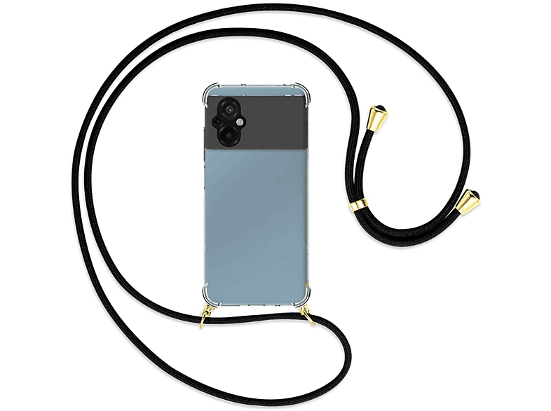 Backcover, gold MORE Poco MTB / Schwarz Xiaomi Umhänge-Hülle schwarz M5 Poco M5, - / Gold, mit Kordel, ENERGY