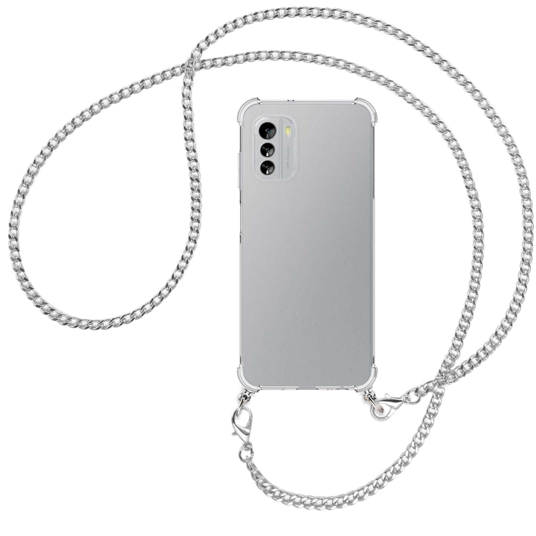 MORE Metallkette, G60 Backcover, ENERGY Nokia, MTB 5G, Umhänge-Hülle mit Kette (silber)