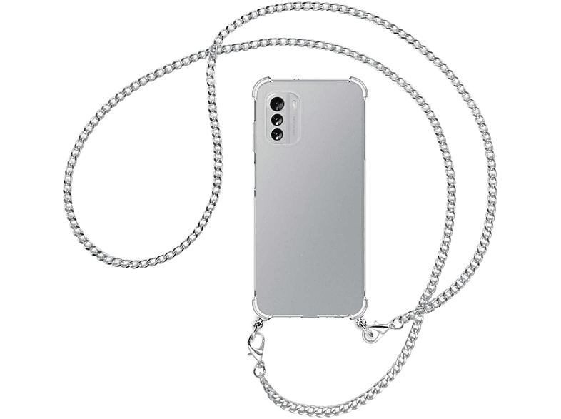 MORE Metallkette, G60 Backcover, ENERGY Nokia, MTB 5G, Umhänge-Hülle mit Kette (silber)