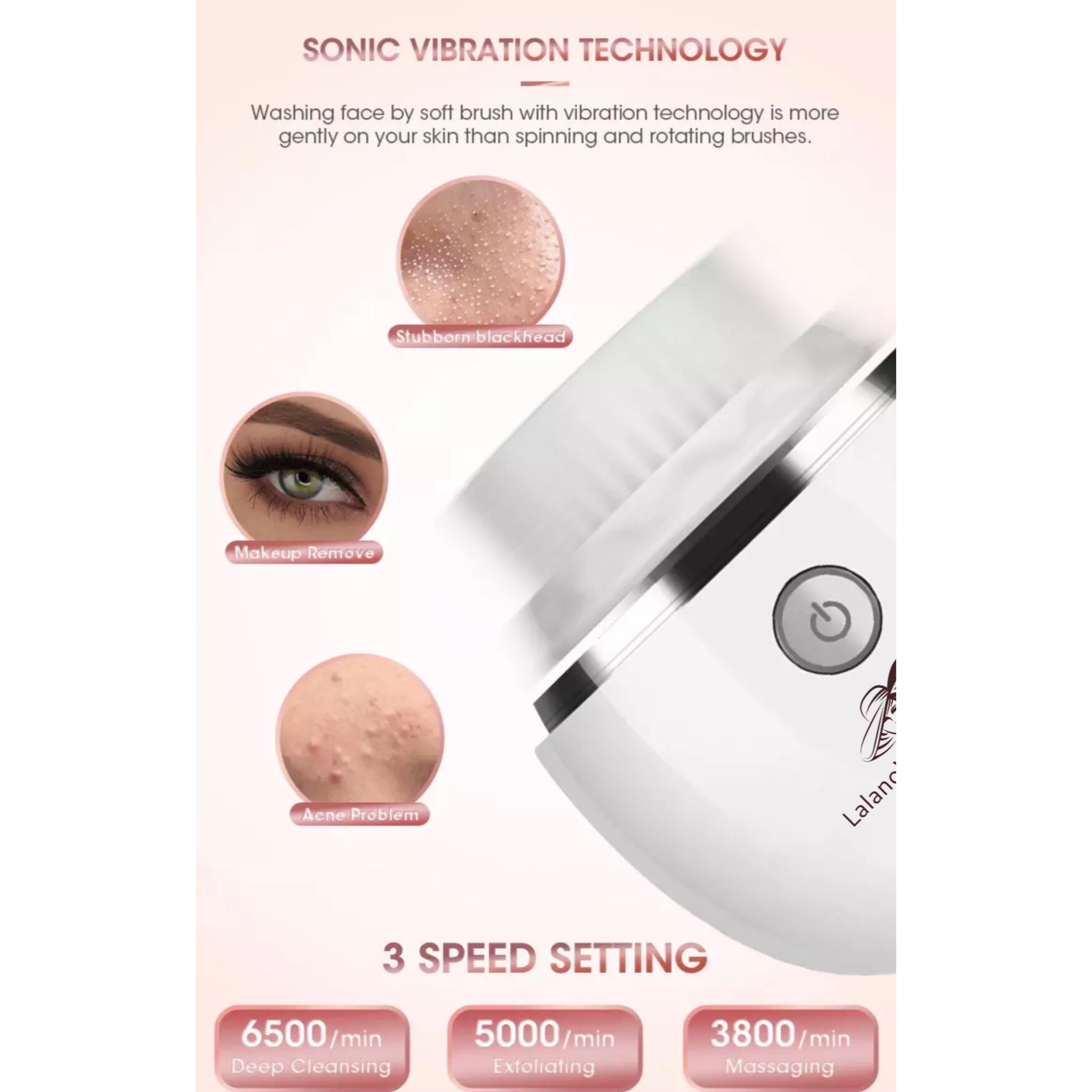 Gesichtsreiniger Facial 3D LALANOS Oscillation Cleansing Brush COSMETICS Weiß