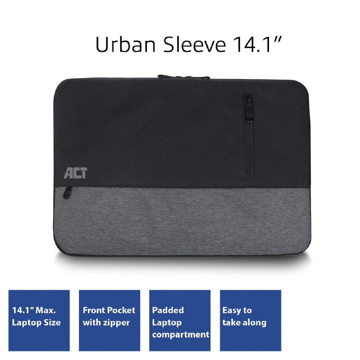 ACT AC8540 Laptop-Hülle Urban Notebooktasche Sleeve für universal Polyester, schwarz