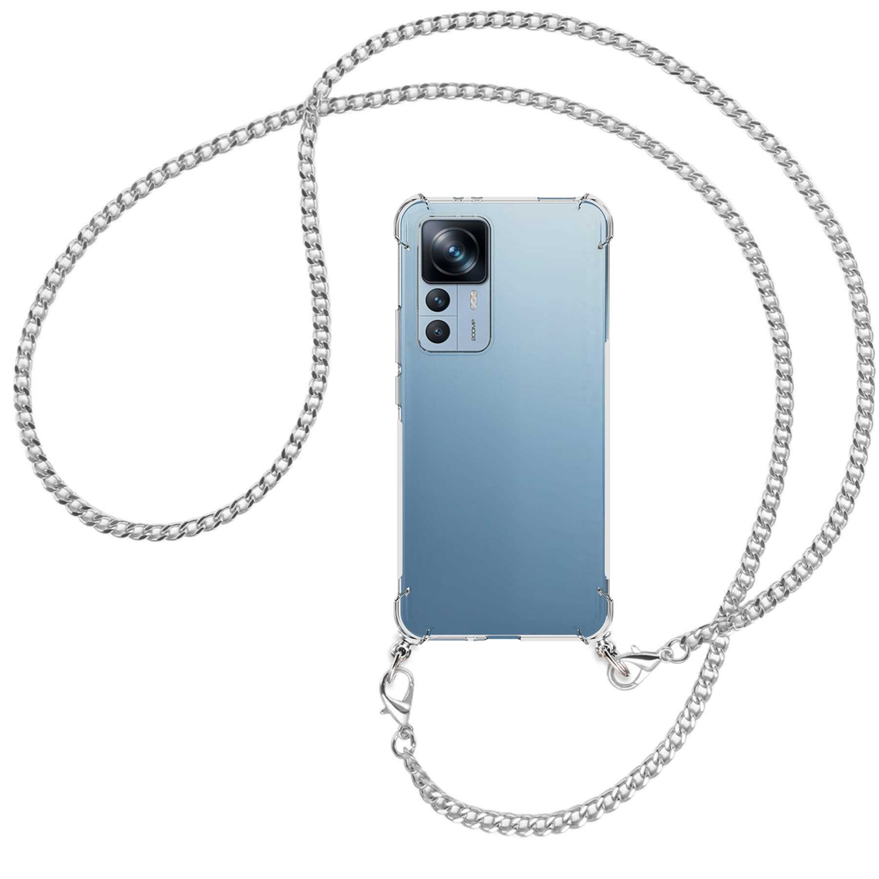 MTB MORE ENERGY Umhänge-Hülle Kette Xiaomi, Backcover, 12T, Pro, 12T (silber) mit Metallkette