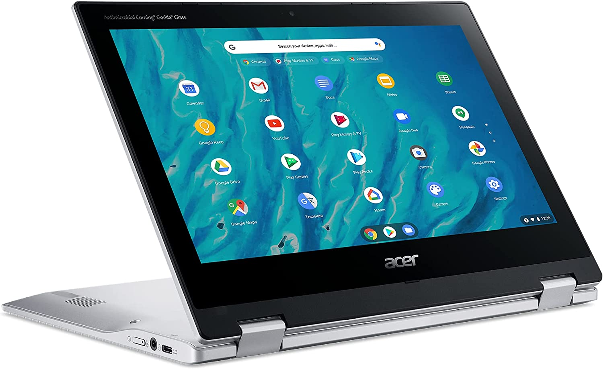 Convertible 2 en 1 - Chromebook Spin 311 CP311-3H-K35U ACER, 11,6 ", HD, MTK MT8183 processor with Octa-core CPU 2.00 GHz, 4 GB, 32 GB, Arm Mali-G72 MP3, Chrome OS Plata