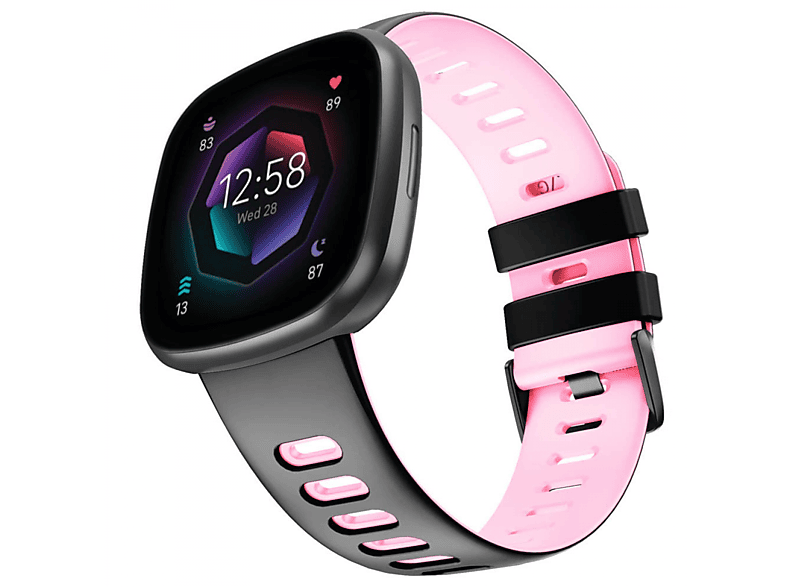 CASEONLINE Twin, Smartband, Garmin, Sense 2, Schwarz/Rosa